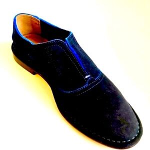 New TRASK Avery Blue Suede Shoes Leather Slip-on Flat Loafers 7 MSRP $228
